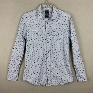 Diesel Women's Small Button Down Shirt Blue White Striped Floral Regular Fit
